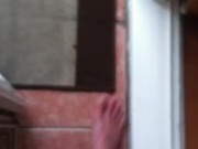cum naked at front door