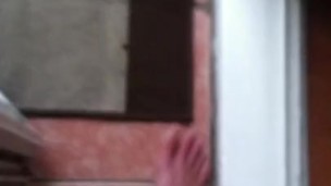 cum naked at front door