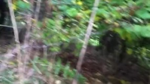 wanking in the bushes