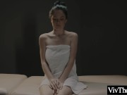 Sexy masseuse brings busty teen to orgasm by fingering her hot pussy 1/16