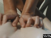 Sexy masseuse brings busty teen to orgasm by fingering her hot pussy 11/16