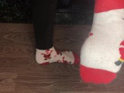kelly_feet my dirty christmas socks after job and stinky foot pov