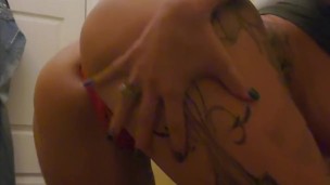 Tanning room striptease