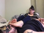 Homemade Foot Sniffing HJ from Nerdy College Teen in SWEATY Purple Socks ! 12/16