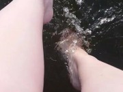 tici_feet tici feet @tici_feet my feet with red toenails in lagoon
