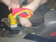Smelling My Tattooed Feet In My Car
