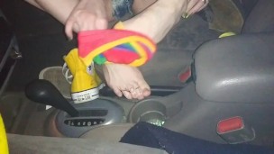 Smelling My Tattooed Feet In My Car