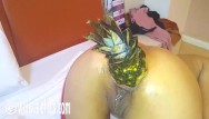 Loose vagina fucking Fucking her loose ass with a huge pineapple
