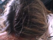 SLURPING BLOWJOB Cumshot in her throat makes her cough!
