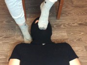 sexy girl after gym in nike gray socks domination and gagging socks 15/16