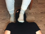 sexy girl after gym in nike gray socks domination and gagging socks 3/16