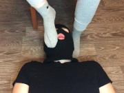 sexy girl after gym in nike gray socks domination and gagging socks 4/16