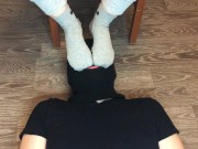 sexy girl after gym in nike gray socks domination and gagging socks 8/16