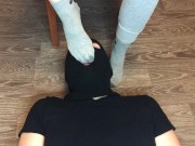 sexy girl after gym in nike gray socks domination and gagging socks 9/16