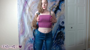 Cute Girl Trying on and Modeling Tube Tops