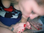 Redhead emo girl gives footjob blowjob combo with oral creampie 10/16