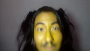 got all yellow with the paint thrown on her face