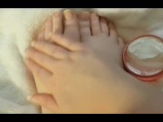 Millie's soft pink pedicure + lotion ♡