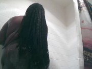 Ebony BBW takes a Shower and some dildo action 6/16
