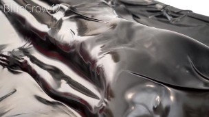 Femboy totally enclosed trapped in a latex vacuum bed from head to toe