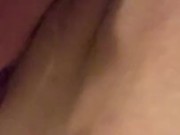 Making my husband clean out my cum filled pussy with both our cream 14/16