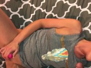 Hot milf toys herself to orgasm while sucking cock til I cum on her face! 6/16