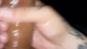 Jacking off big Latin dick 