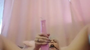 Gagged and magic wand fuck .tiny tit chav blue hair 