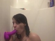 teen Kenzie Sucks knock off bad dragon in the shower teaser se