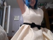 I undress, caress my boobs and masturbate with a big dildo 4/16