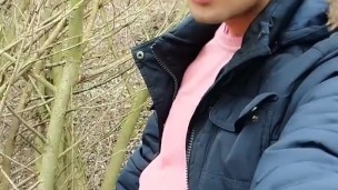 Twink cums on a chair used for fuck at cruising area