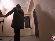 Girlfriend Deepthroat Big Cock in Porch after a Walk - Cum in Mouth 1/16