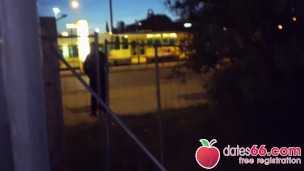 PUBLIC FUCK w/ Kessie Shy behind billboard in Berlin! Dates66
