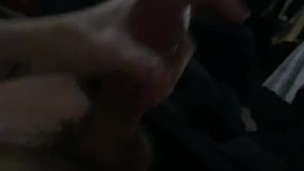 Long stream of cum. Big load flowing out of my cock. 