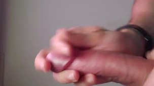 Spit shine, penis head handjob with post orgasm torture with cum lube