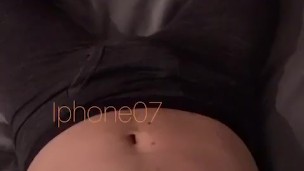 Horny bulge in tight grey leggings tease