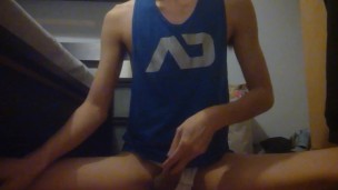SLUTTY TWINK RIDING 9 INCH DILDO, GAPING HOLE