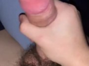 Masturbating my cock and cumming on my stomach.