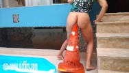 Flat bottom cone volumetric calculations - Fucking her loose ass with a giant road cone