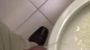 Taking a Big Piss and Jerking My Thick Cock 