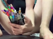 Object insertion! Tight teen vs. colored pencils  2/16