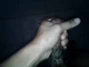 jerking off and Cumshot in bathroom