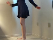 Small shows off her legs and ass while wearing ONLY a dress