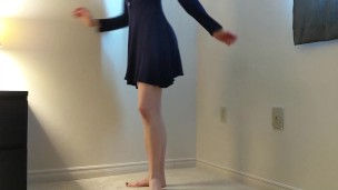 Small shows off her legs and ass while wearing ONLY a dress