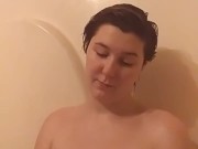 little s in the shower for daddy