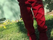 Redhead Goth pisses outside wearing highheel boots - TheGoddessOfLust