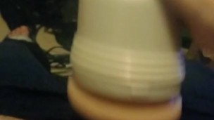Sitting on my couch fucking my fleshlight