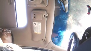 Milf driving her horny self around looking for a place to cum|| titty flash