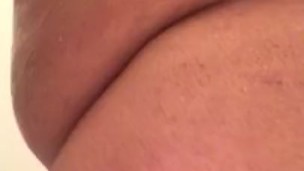 Chubby fucking his ass with dildo