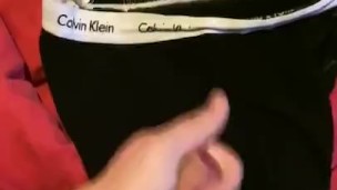 Had a hot wank and using my boxers has cum towel